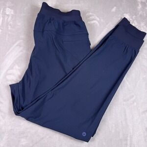 Birddogs Mens Navy Blue Joggers Athletic Pants Large Short Lined Ribbed Cuff